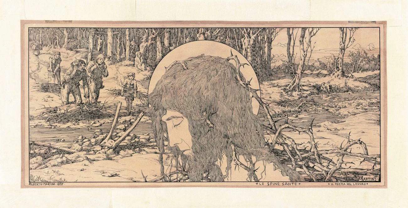 Le - spine, sante, disegno, per, Il, poema, del, lavoro, 1897., Courtesy, Galleria, Carlo, Virgilio